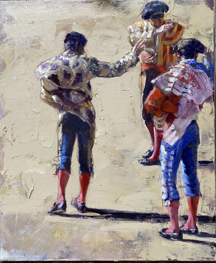 Jean Bernard Lalanne Artiste peintre de la Tauromachie : "Avant le paseo" Huile sur toile 61x50 signé