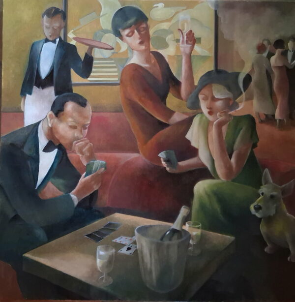 Tony Gram Dequesne Peinture "La partie de Carte"