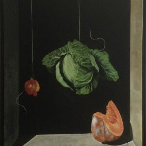 Œuvre remarquable de Cédric Lavaud, cette nature morte en suspens révèle un imaginaire puissant, alliant la rigueur formelle à une sensualité visuelle rare. Comme commissaire-priseur, je vous propose d’en découvrir ici la valeur artistique, le rayonnement, et le lien profond qui l’unit à la tradition de Juan Sánchez Cotán.