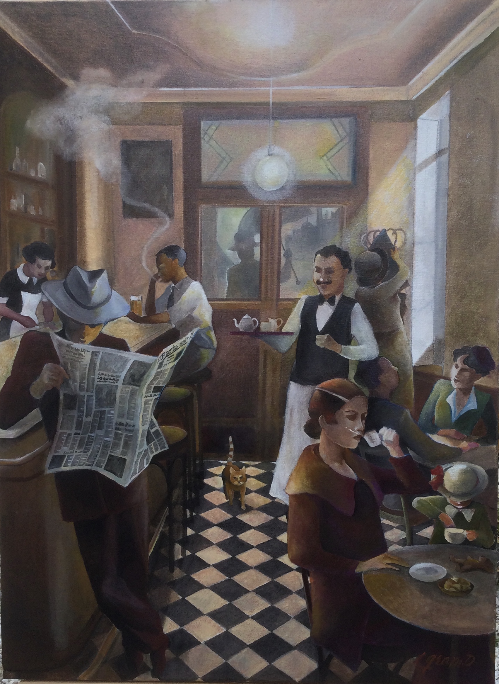 Tony Gram Dequesne "La brasserie" Oeuvre Peinture